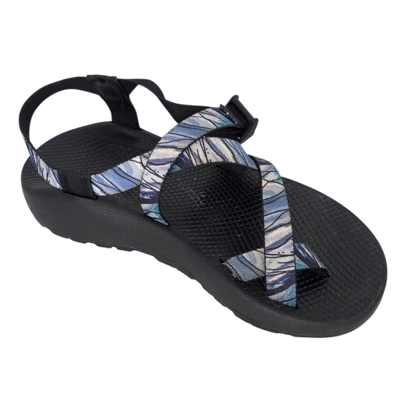 Chaco Blue & White Striped Z/2 Classic Strap Sandals by Artist Sarah Uhl- Men 8 - Picture 1 of 8